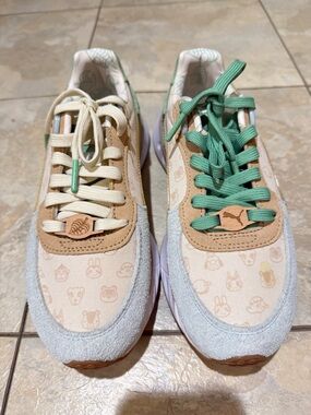 PUMA animal crossing Beige & Green Character Lace-Up Sneakers